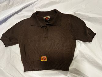 FB County Brown Crop-top Dress shirt  SIZE XS