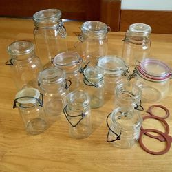 Lot 13 Wire Bale Jars Ball Ideal, Wheaton, Le Parfait, Fidenza, Mason