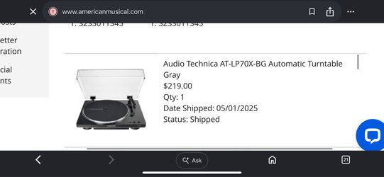 Audio Technica AT-LP70X-BG Turntable