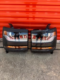 2016 - 2018 Chevy Silverado Headlights Black NEW