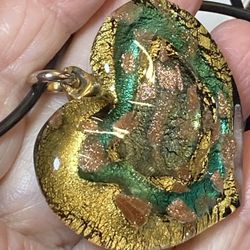 Authentic Italian Murano Glass Heart Pendant Necklace 