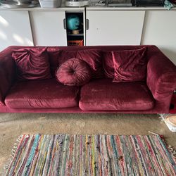 Comfy Silk Red Couch 