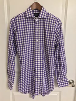 Easter Ledbury men's purple gingham dress shirt