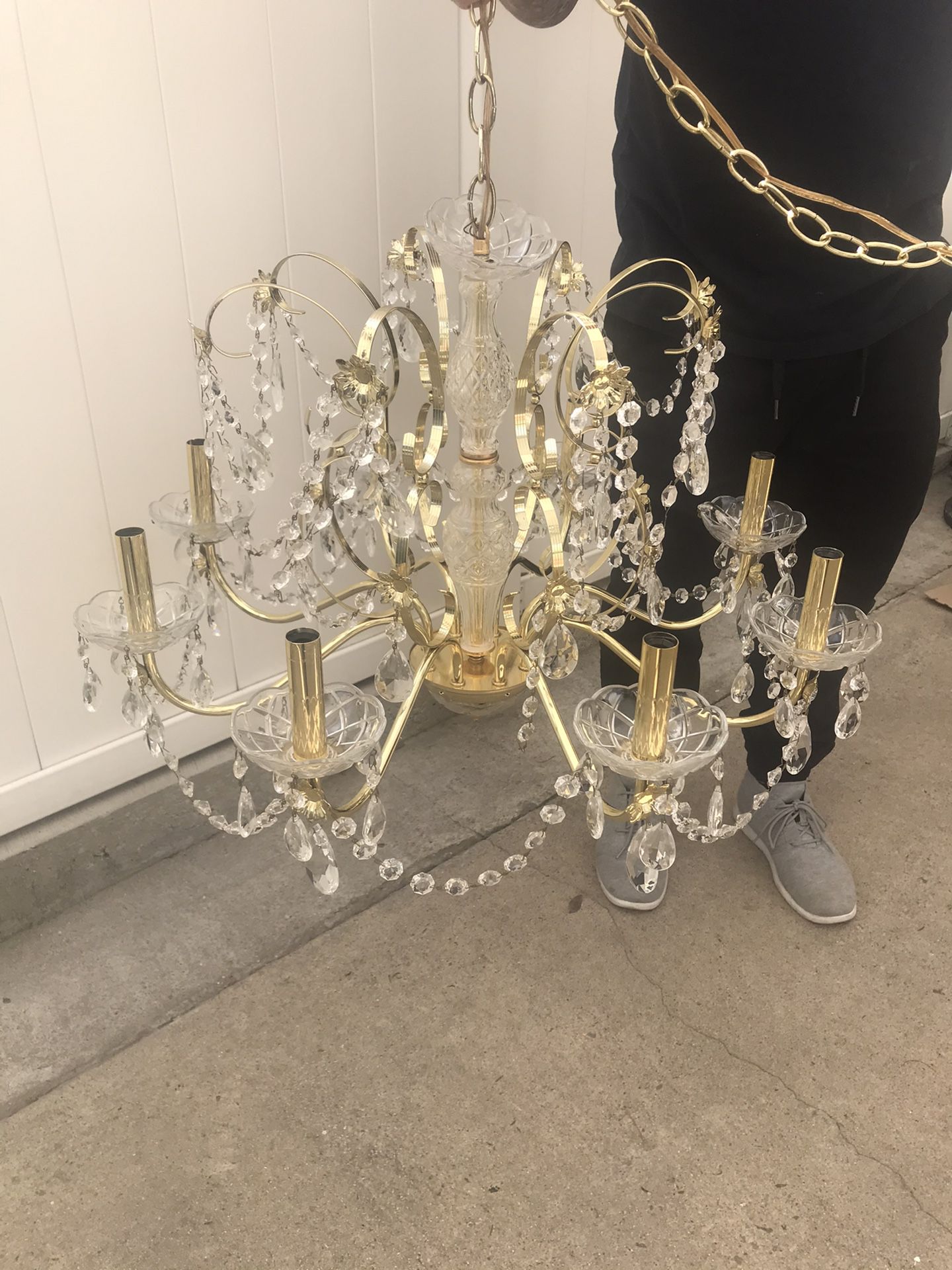 Gorgeous Large Gold Crystal Chandelier