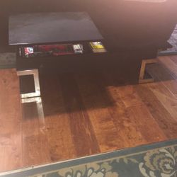 Black Coffee Table With Crome Trim