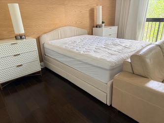 $200 Queen Upholstered Bed Frame with Arched Headboard