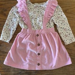 Baby Toddler Girl's Corduroy Strap Dress & Tan Shirt Size 3T