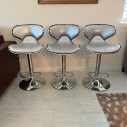 Set Of 3 Adjustable , Swivel Bar/Counter Stools