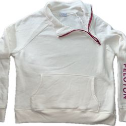 Peloton Incline Side Zip Pullover Sweatshirt M Ivory & Pink