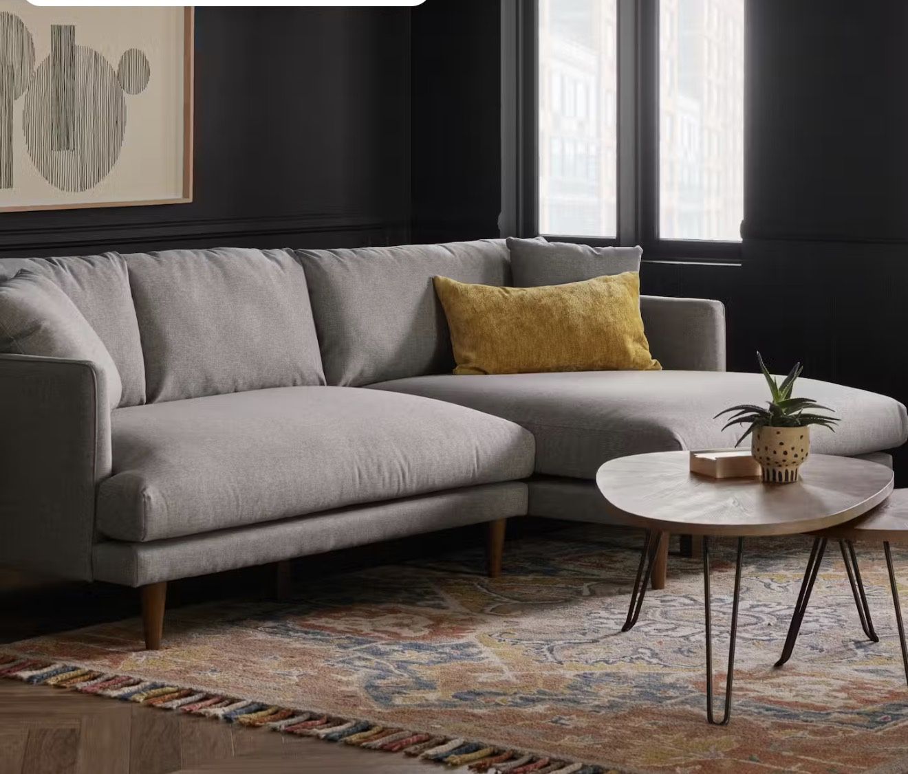 Modern Deep Cushion Couch With Chaise 