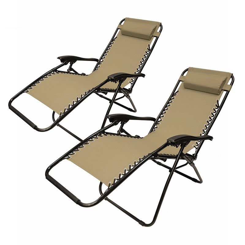 2FLCH Patio Foldable Chaise-Longue Leisure Pool Beach Chair Set of 2