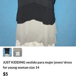 JUST KIDDING vestido para mujer joven/ dress for young woman size 14