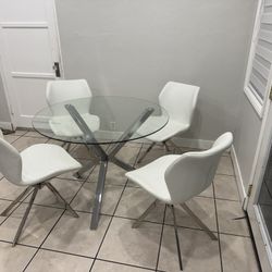 Modern Glass Dining Set – Table + 4 Chairs (Bundle Deal $529)