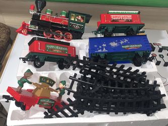 Christmas Santa Express Train with Caboose and Tracks 