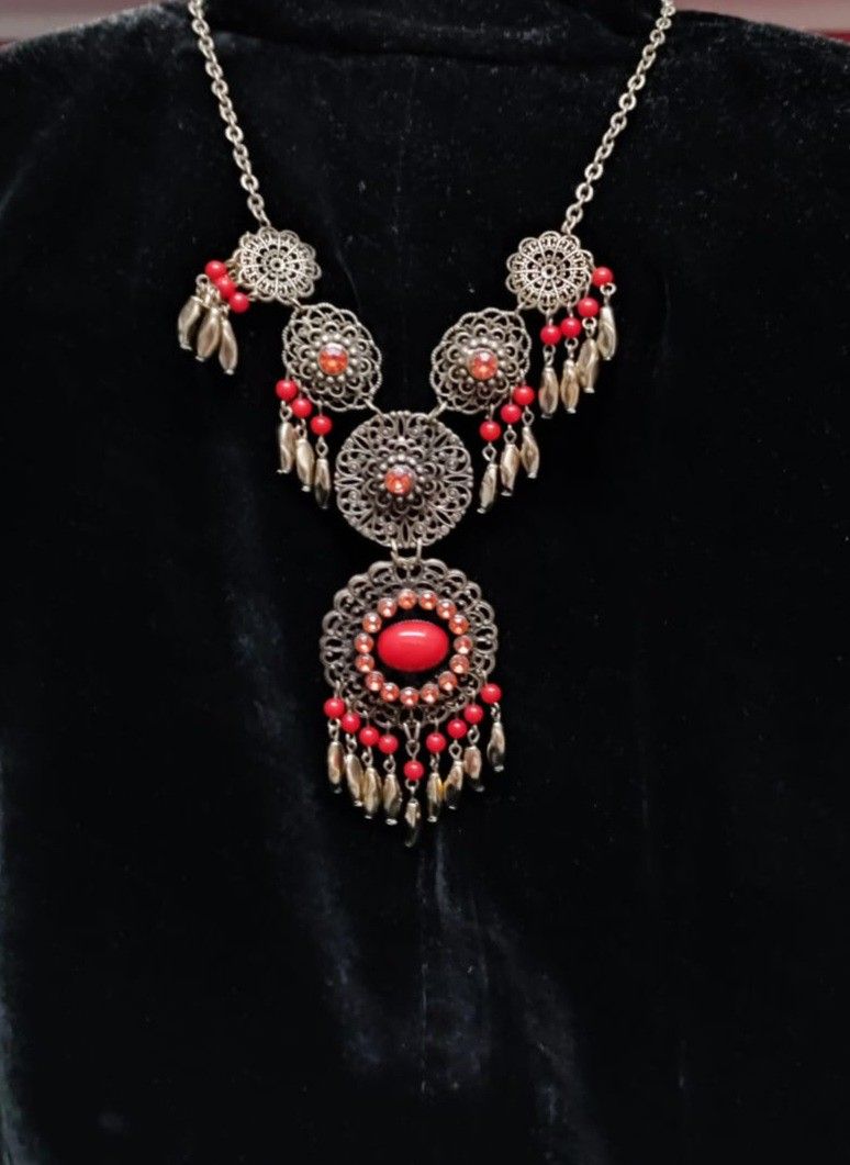 Vintage Bohemian Round Tassel Charm Necklace