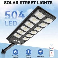 1 Pack 504 LED Solar Street Light Solar Wall Light 6500K 3000LM Dusk To Dawn Solar Flood Light