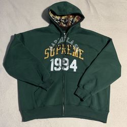Supreme MM6 Maison Margiela Zip Up Hooded Sweatshirt Dark Green Size XL