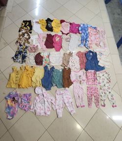 Baby Girls Clothes 9-12 Months/12 Months Lot of 45 Pieces Dresses Pne Pieces PJs