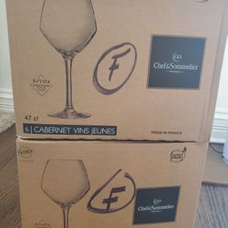 NEW Lot of 12 Chef & Sommelier Cabernet Wine Glasses Strong Crystal Clear 15 3/4 OZ France C&S 
