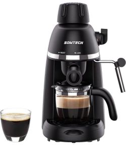 Brand New! Espresso Coffee Machine Cappuccino Latte Maker 3.5 Bar 1-4 Cup with Steam Milk Frother Black