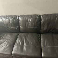 Grey Leather Couch and Chaise