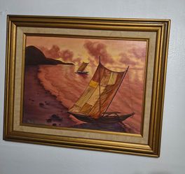 VTG PAUL L. DAVIDSON OIL PAINTING ON BOARD 21"×17"