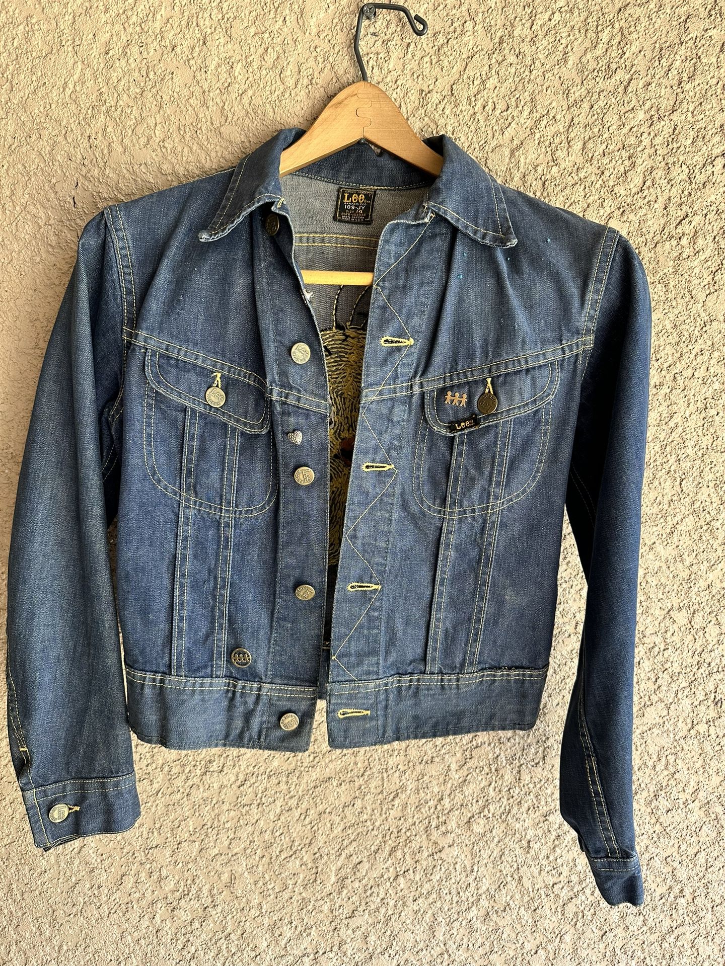 Lee jean Jacket original 1970 With Hand Embroidery Work On The Back
