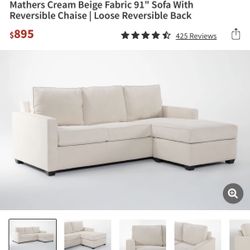 Mathers Beige Couch w/ Reversible Chaise