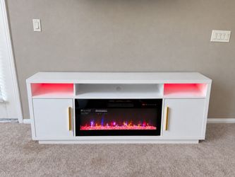 White TV Stand / Electric Fireplace Console - OBO