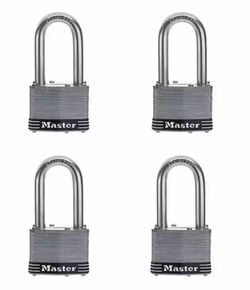 Master Lock Stainless Steel Outdoor Padlock with Key 2 in. Wide 2 in. Shackle 4-Pack