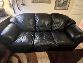 Large Black Leather Sofa