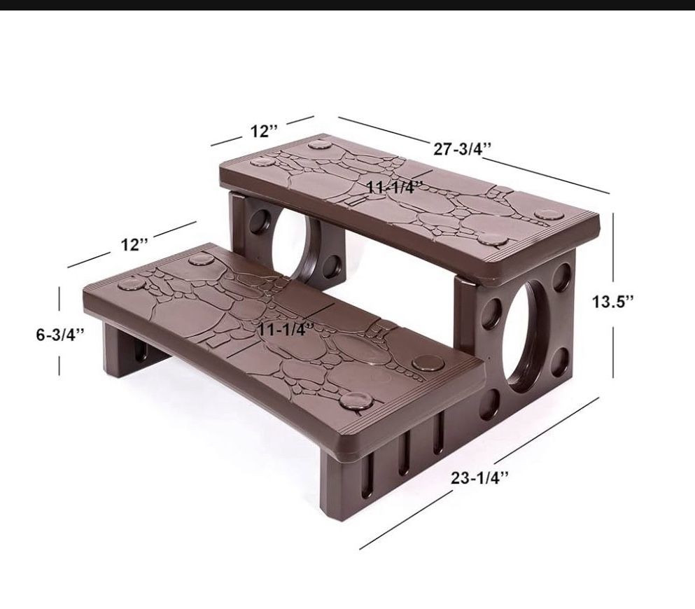 XtremepowerUS Multi Purpose 2-Step Spa Hot Tub Pool RV Campers Deck Steps, Mocha SKU: 75162