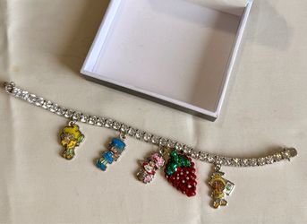Strawberry Shortcake and friends 18k or silver plated cz tennis bracelet