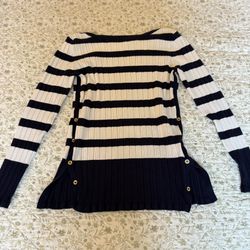Croft & Barrow navy & white striped sweater 