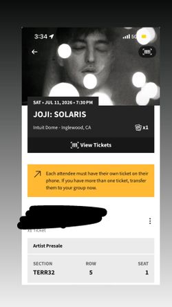 Joji NoseBleed Seats