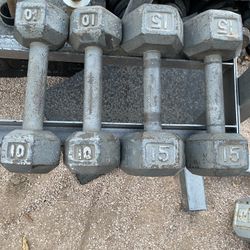 10lb 15lb Hex Iron Dumbbell Set Weights 