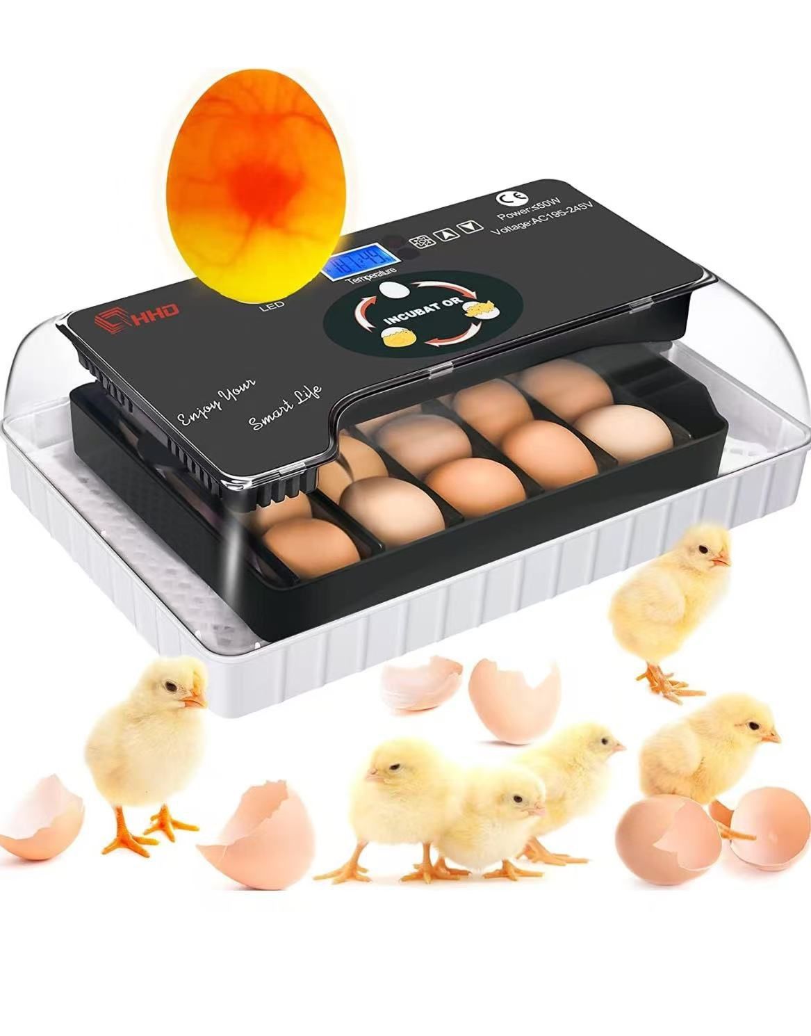 20-49 Eggs Chicken Incubator for Hatching Eggs with Automatic Egg Turning and Humidity Control, Egg Hatching Incubator with LED Egg Candler, Adjustabl