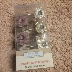 Shower curtain rings 12 decorative hooks