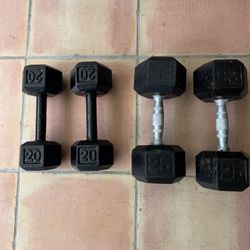 Two sets of used dumbbells. One set of 20lbs and one set of 25lbs. Both is great condition. Price is for both sets.