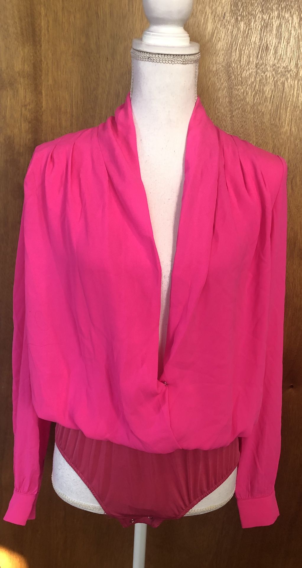 Neon Pink Bodysuit Snap Closure Large