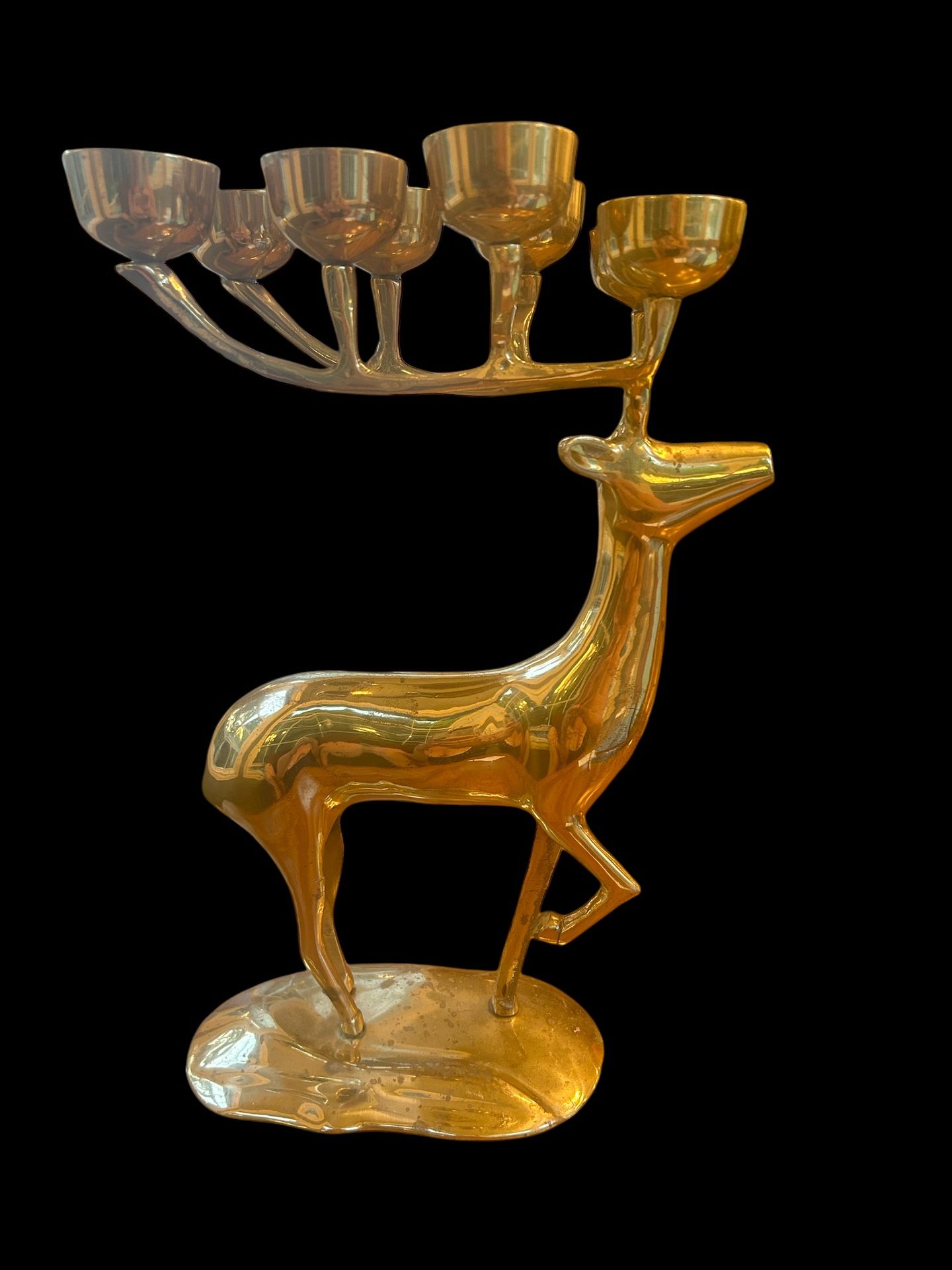 Vintage Brass Deer Candelabra