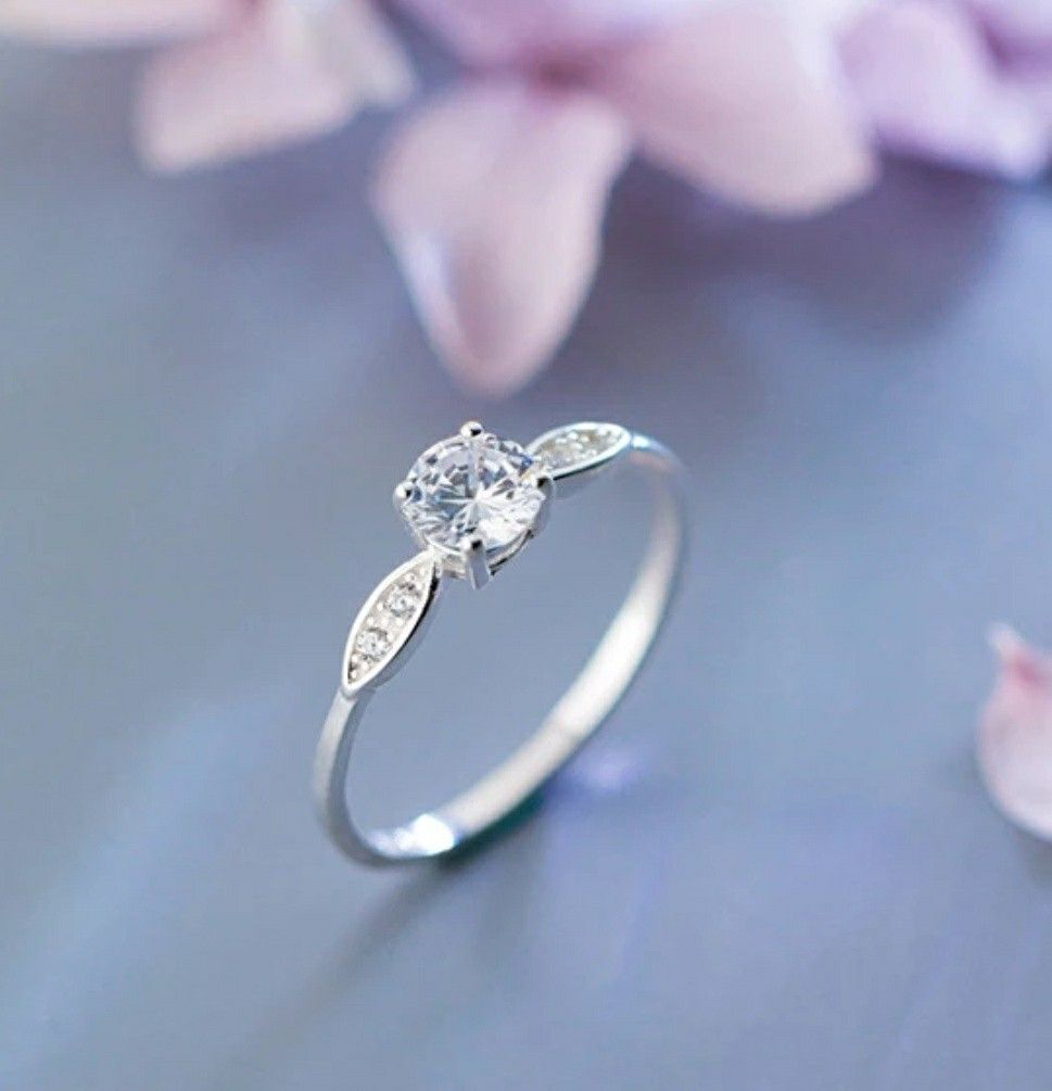 Stamped 925 Sterling Silver AAA Cubic Zirconia Ring
