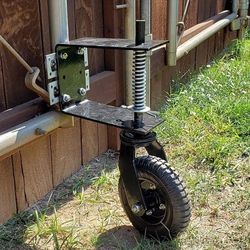 Universal 8" Flat-Free Tire Gate Wheel Suspension Spring-Loaded Wood Chainlink Gate Caster Wheel Weight Capacity 200lb
