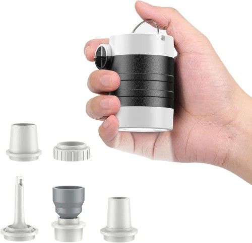 LIBERRWAY Electric Air Pump for Inflatables - Rechargeable Tiny Pump - Cordless Portable Air Pump with Camping Lantern, Quick-Fill Air Mattress Pump f