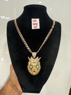 10K Solid Gold Chain and Pendant For Wedding 46Gr 24 Inches Long