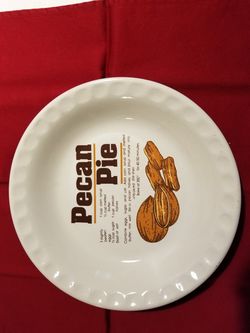 Pecan pie recipe plate.