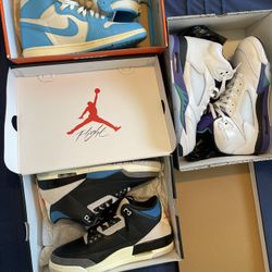 Rare 3s Sz 11.5 $180 , Grape 5s Sz 12 $220 , Jordan 1s Unc Reimagined Sz 11 $130 All Together I’ll Take $530 