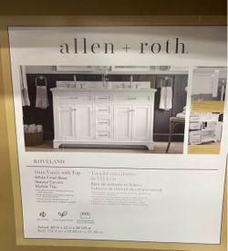 Roveland 60 in White Undermount Double Sink Bathroom Vanity