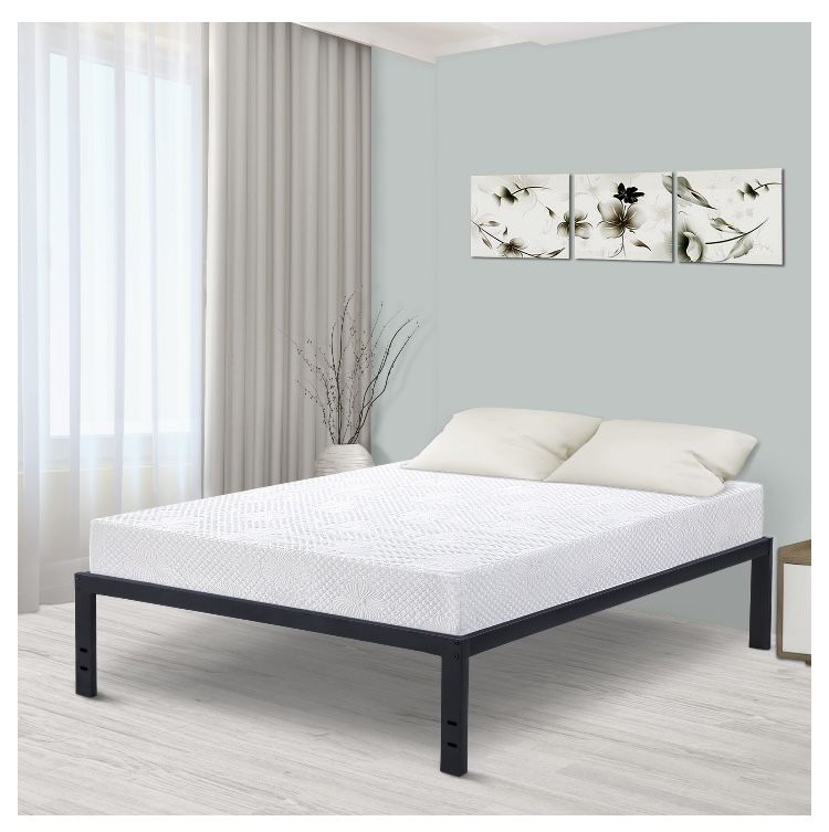 GrandRest 18” Modern Dura Steel Slat Bed Frame, Non-Slip, Full + Mattress
