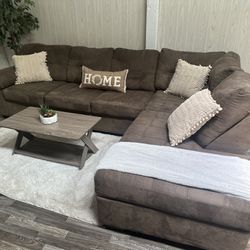 Brown Sectional Couch - Delivery Available 